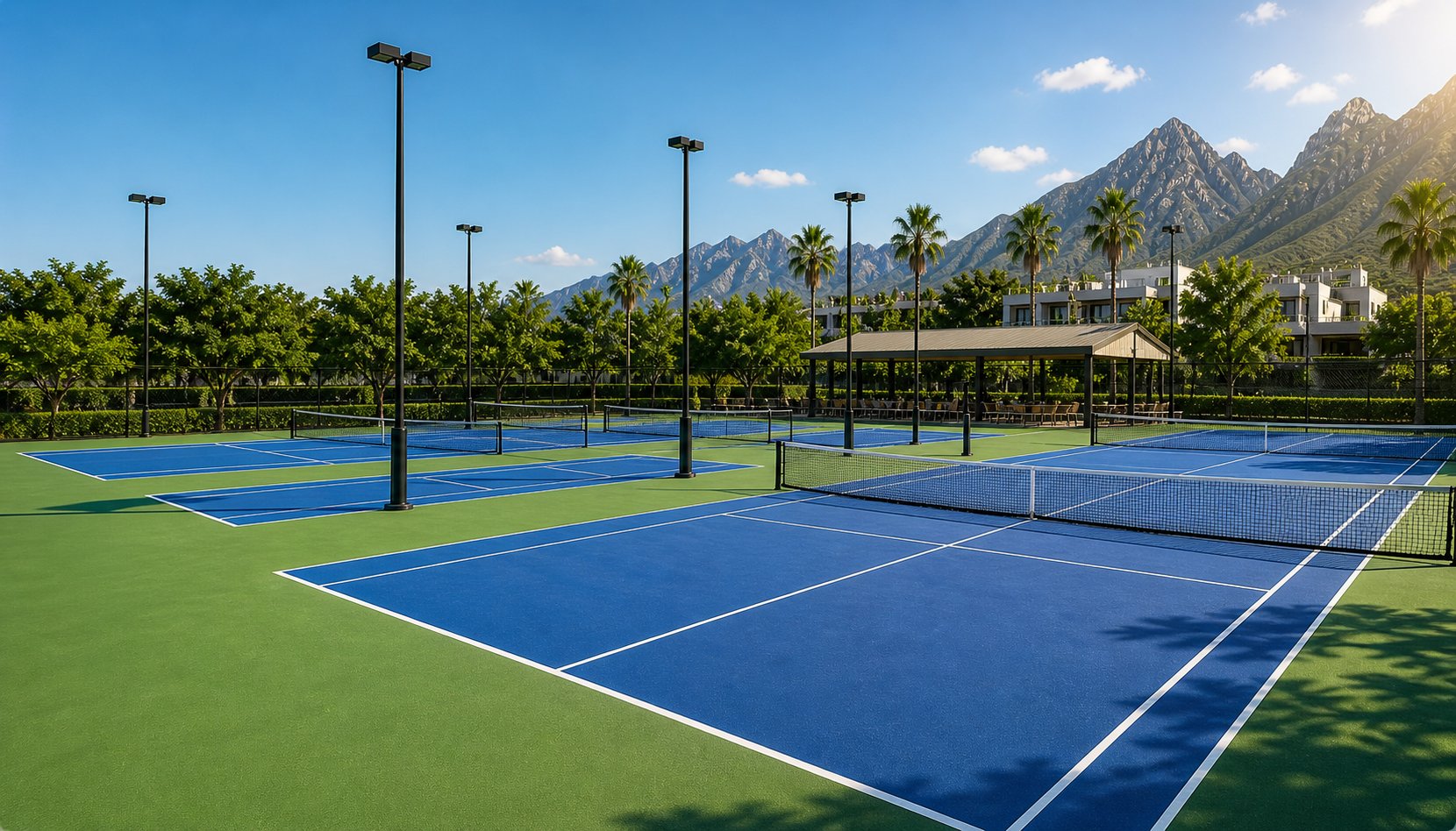 Cancha deportiva profesional con sistema acrílico antiderrapante PLAYKO México